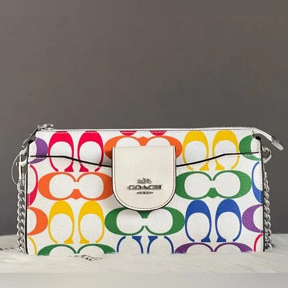 C4697 - Coach Poppy Crossbody in Rainbow Signature Canvas - Picture 4 of 15